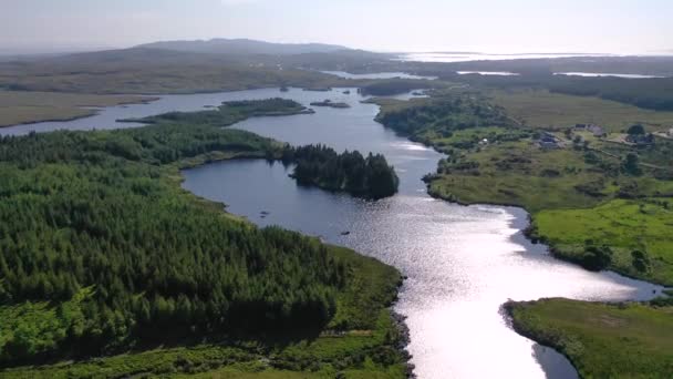 Aereal Dunlow Lough Por Dungloe Condado Donegal Irlanda — Vídeos de Stock