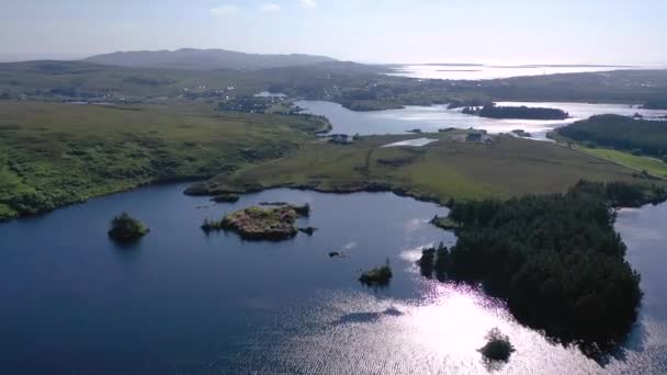 Aereal Dunlow Lough Por Dungloe Condado Donegal Irlanda — Vídeos de Stock