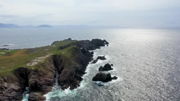 Повітряний Вид Маліну Хед Найпівнічнішу Точку Ірландії — стокове відео