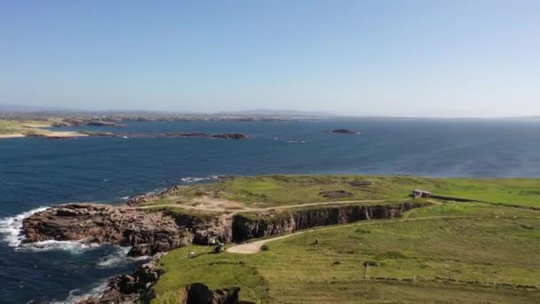 Widok Lotu Ptaka Klif Owey Island Hrabstwo Donegal Irlandia — Wideo stockowe