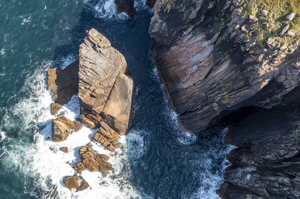 Aerial View Cliffs Sea Stacks Owey Island County Donegal Ireland — Stock Photo, Image