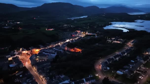 Vista Aérea Nocturna Ardara Condado Donegal Irlanda — Vídeo de stock