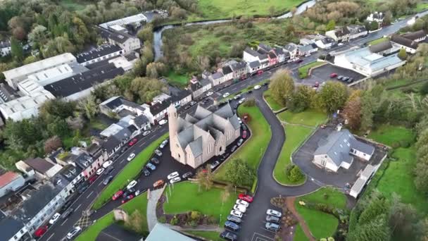 Flygfoto Över Irish Patricks Church Donegal Town Irland — Stockvideo