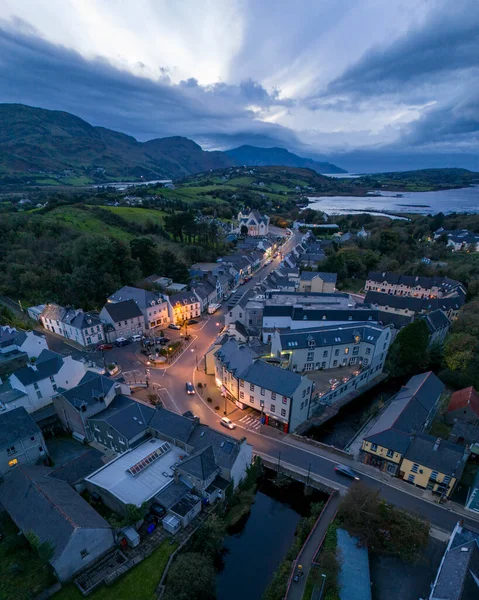 Stock image Aerial night view of Ardara in County Donegal - Ireland.