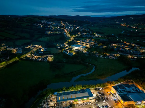 Aerial Night View Letterkenny County Donegal Írország — Stock Fotó