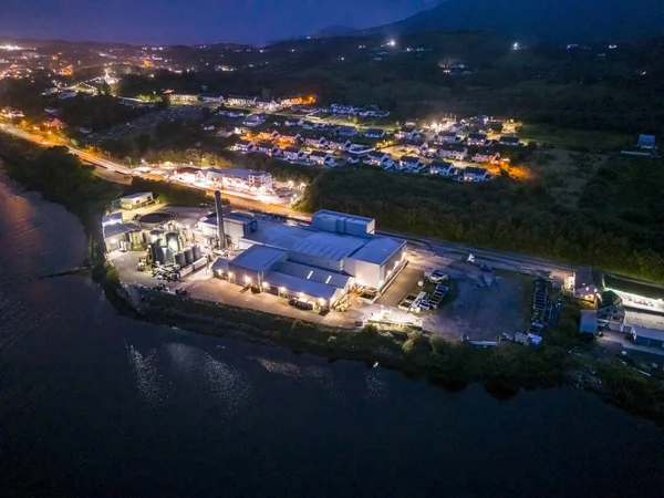 Aerial Night View Killybegs Most Important Fishing Harbour Town Ireland — Stock Photo, Image