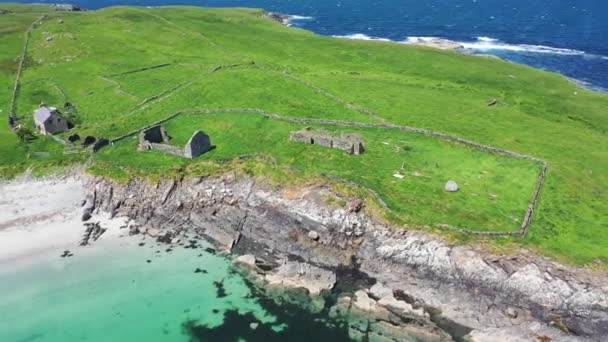Luchtfoto Van Inishkeel Island Door Portnoo County Donegal Ierland — Stockvideo