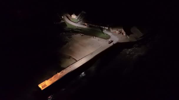 Donegal Rlanda Daki Portnoo Limanının Hava Gece Görüşü — Stok video