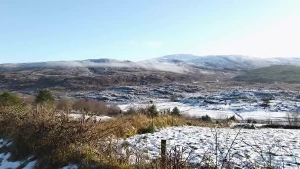 Χιόνι Που Καλύπτεται Περιοχή Κόλπο Gweebarra Μεταξύ Doochary Και Lettermacaward — Αρχείο Βίντεο