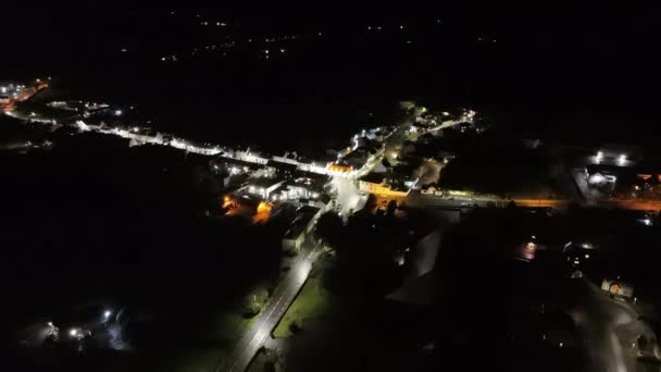 Vista Aérea Nocturna Glenties Condado Donegal Irlanda — Vídeo de stock