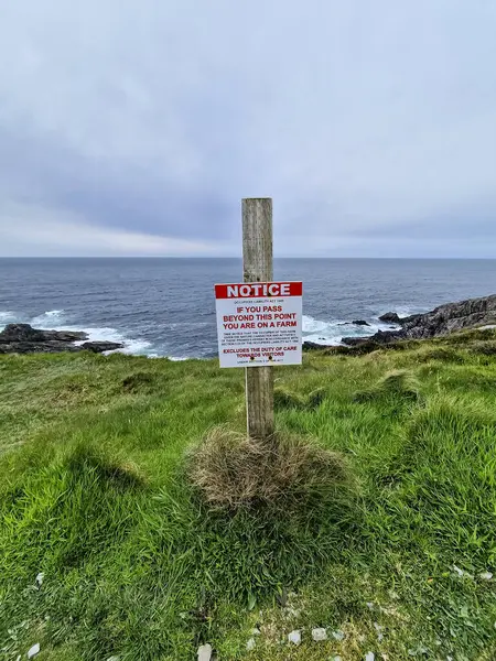 Malin Head County Donegal May 2023 Sign Informing Farm Boundary — Stock Photo, Image