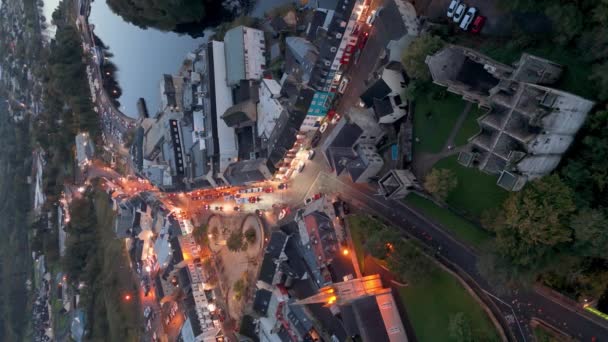 Flygfoto Över Donegal Town Diamond Natten Grevskapet Donegal Irland — Stockvideo