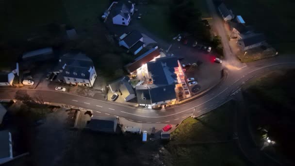 Aerial Night View Glencolumbkille County Donegal Republic Irleand — Stock Video