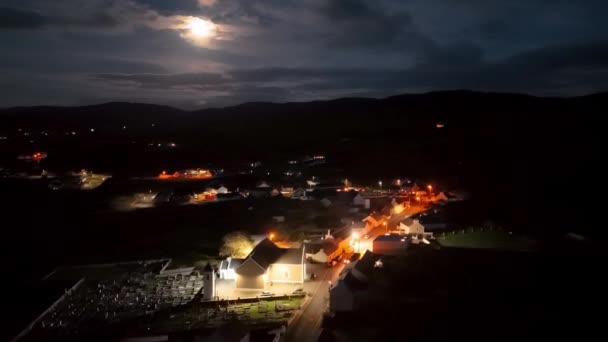 Vista Aérea Nocturna Glencolumbkille Condado Donegal República Irleand — Vídeos de Stock