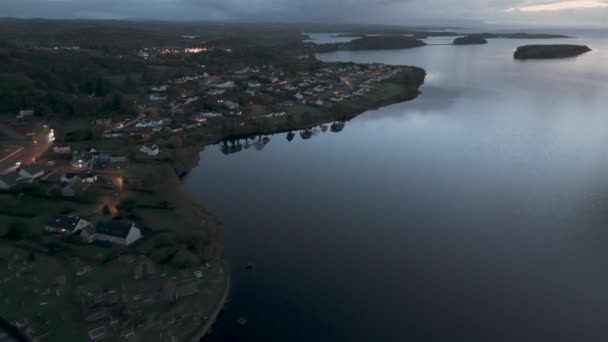 Vista Aérea Del Donegal Town Diamond Por Noche Condado Donegal — Vídeo de stock