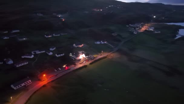 Aerial Night View Glencolumbkille County Donegal Republic Irleand — Stock Video