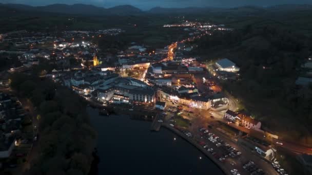 Vista Aérea Del Donegal Town Diamond Por Noche Condado Donegal — Vídeo de stock