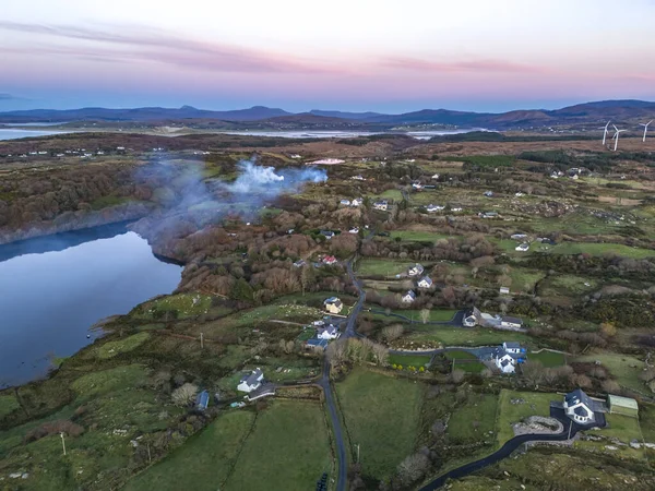 Smoke Lough Fad Due Traditionally Burning Waste Rural Ireland County — Stock Photo, Image