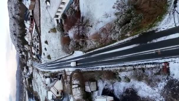 Aerial View Snow Covered Portnoo County Donegal Ireland — Vídeo de stock