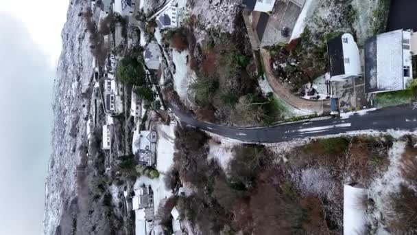 Aerial View Snow Covered Portnoo County Donegal Ireland — Video