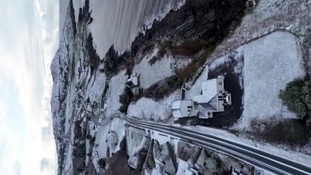 Vedere Aeriană Zăpezii Acoperite Portnoo Județul Donegal Irlanda — Videoclip de stoc