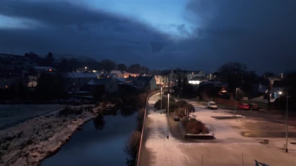Вид Воздуха Заснеженный Город Ардара Графстве Донегал Ирландия — стоковое видео