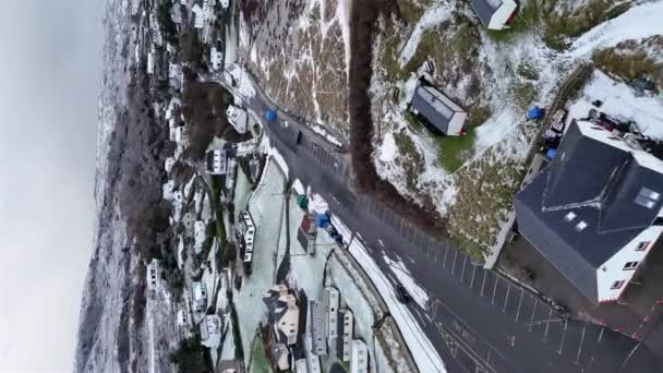 Aerial View Snow Covered Portnoo County Donegal Ireland — Stok video