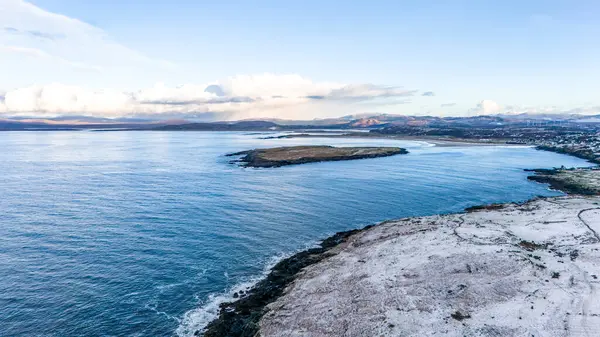Aerial View Snow Covered Inishkeel Island Portnoo County Donegal Ireland — Stock Photo, Image