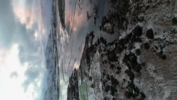Luchtfoto Van Een Besneeuwde Ardara County Donegal Ierland — Stockvideo