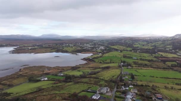 Vista Aérea Drumhaghy Por Ardara Condado Donegal Irlanda — Vídeo de stock