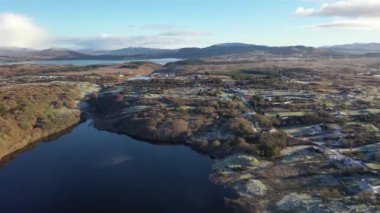 Kışın Lough modasının hava manzarası, Donegal İlçesi, İrlanda Cumhuriyeti.