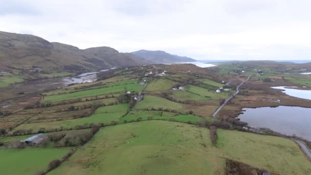 Widok Lotu Ptaka Kennaughty Ardara Hrabstwie Donegal Irlandia — Wideo stockowe