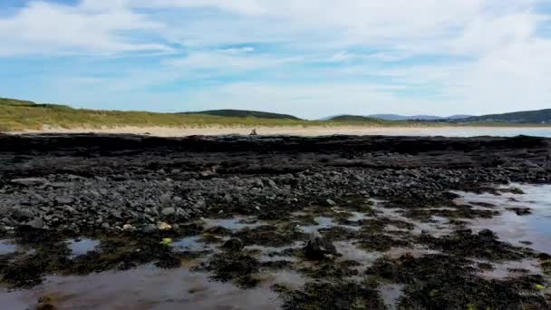 Aerial View Reef Carrickfad Narin Beach Portnoo County Donegal Ireland — Stock Video