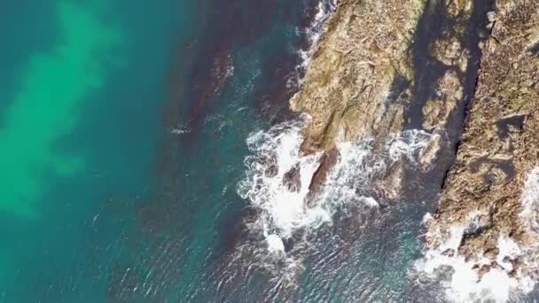 アイルランドのポルノ郡によるナリンビーチのカリックファッドによるサンゴ礁の空中ビュー Donegal Ireland — ストック動画