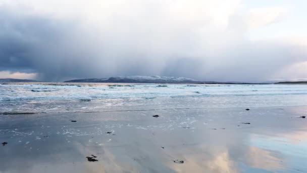 在爱尔兰多纳加县的一个冬天 波尔诺的Narin Strand — 图库视频影像