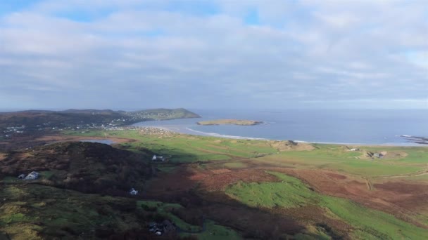 Flygfoto Över Cashelgolan Castlegoland Strand Vid Portnoo County Donegal Irland — Stockvideo