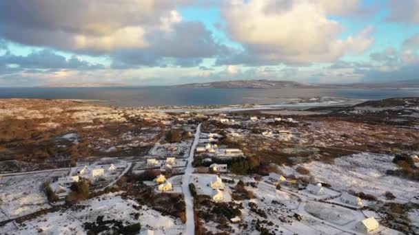 Veduta Aerea Narin Portnoo Coperti Neve Nella Contea Donegal Irlanda — Video Stock