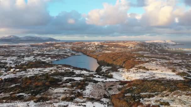 Snow Covered Lough Fad Area Portnoo County Donegal Irland — Stockvideo