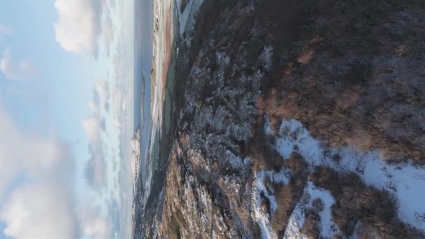 Flygfoto Över Snötäckta Castlegolandf Portnoo Grevskapet Donegal Irland — Stockvideo