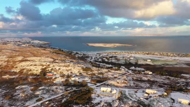 Aerial View Snow Covered Narin Portnoo County Donegal Ireland — Stock Video