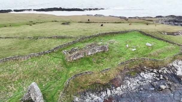 爱尔兰Donegal县Portnoo的Inishkeel岛空中景观 — 图库视频影像