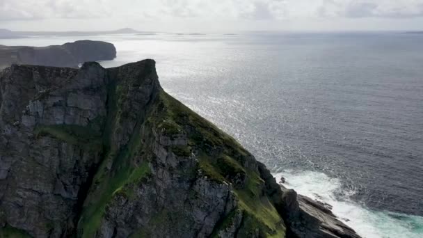 Αεροφωτογραφία Του Horn Head Από Τον Dunfanghy Στην Κομητεία Donegal — Αρχείο Βίντεο