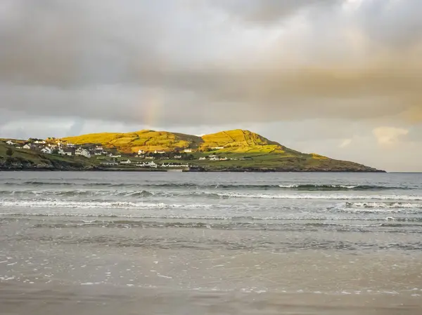 Vakker Regnbue Ved Portnoo Narin Strand County Donegal Irland stockbilde