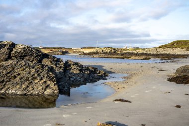 Donegal, İrlanda 'daki Rosbeg' deki güzel sahil.