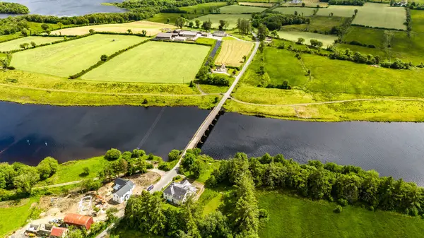 stock image Aerial view of Rosscor Bridge in Enniskillen, Northern Ireland.