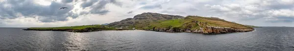 stock image Aerial View of the rocky coastline at Muckros Head beach in Donegal, Ireland.