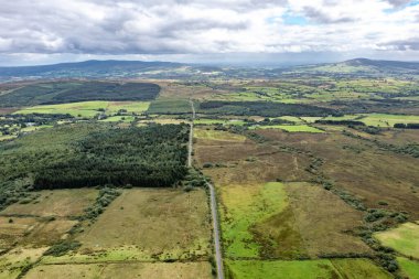 Aerial view of the Gallan Road close to the Strabane transmitting station in Northern Ireland. clipart