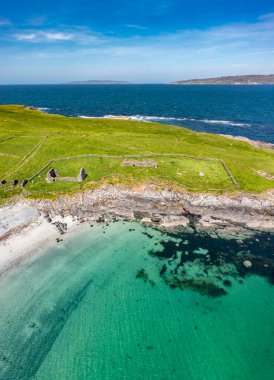 Aerial view of Inishkeel Island by Portnoo in County Donegal, Ireland clipart