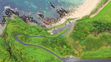 Moville, Donegal, İrlanda 'daki su parkının havadan görüntüsü..