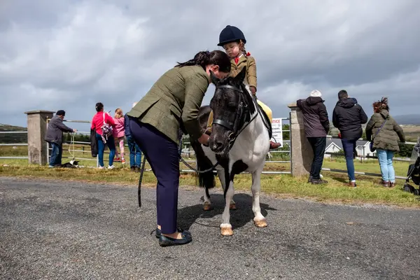 MEENACES, İKİNCİ DONEGAL, İRELAND - 4 AĞUSTOS 2025: Brooke O Brien Meencross Tarım Fuarı 'na hazırlanıyor.
